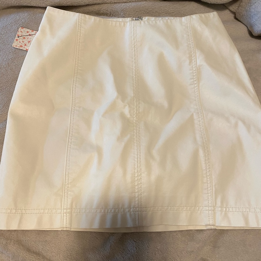 Free people white leather skirt